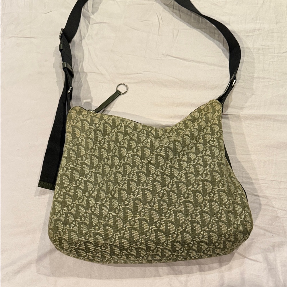 Dior Vintage Y2K Olive Monogram Crossbody Adjustable Shoulder Bag, Excellent